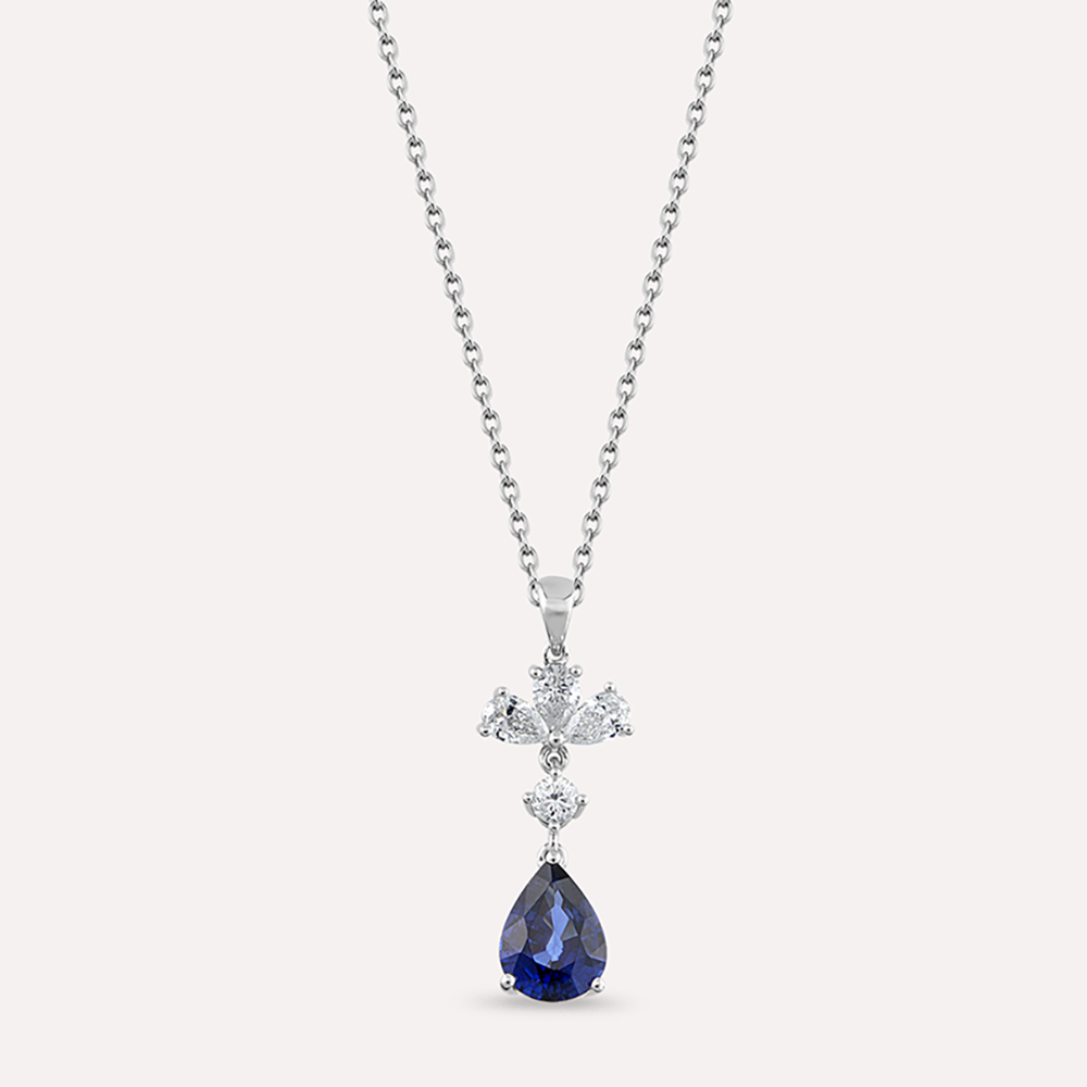 Julia 1.66 CT Sapphire and Diamond White Gold Necklace - 1