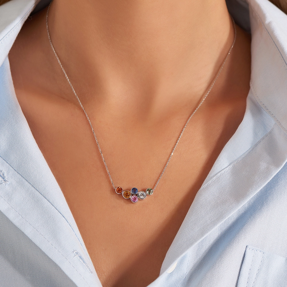 Juno 2.60 CT Multicolor Sapphire White Gold Necklace - 2