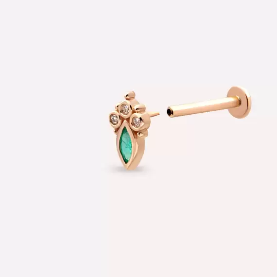 Kai Marquise Cut Emerald and Diamond Rose Gold Piercing - 4
