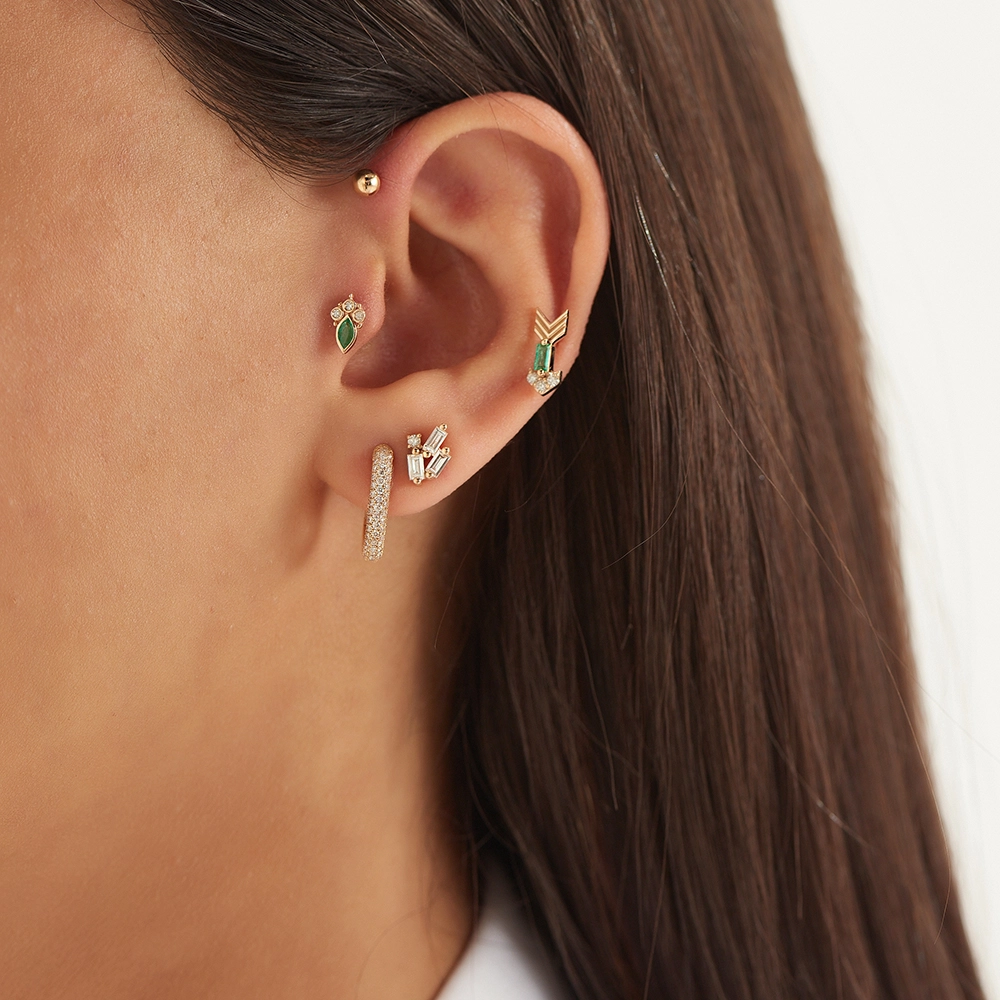 Kai Marquise Cut Emerald and Diamond Rose Gold Piercing - 2