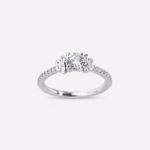 Karin 0.86 CT Baguette Cut Diamond White Gold Ring - 3