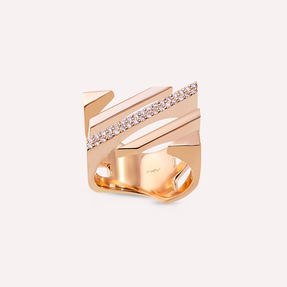 Keen Bold 0.22 CT Diamond Rose Gold Ring - 2