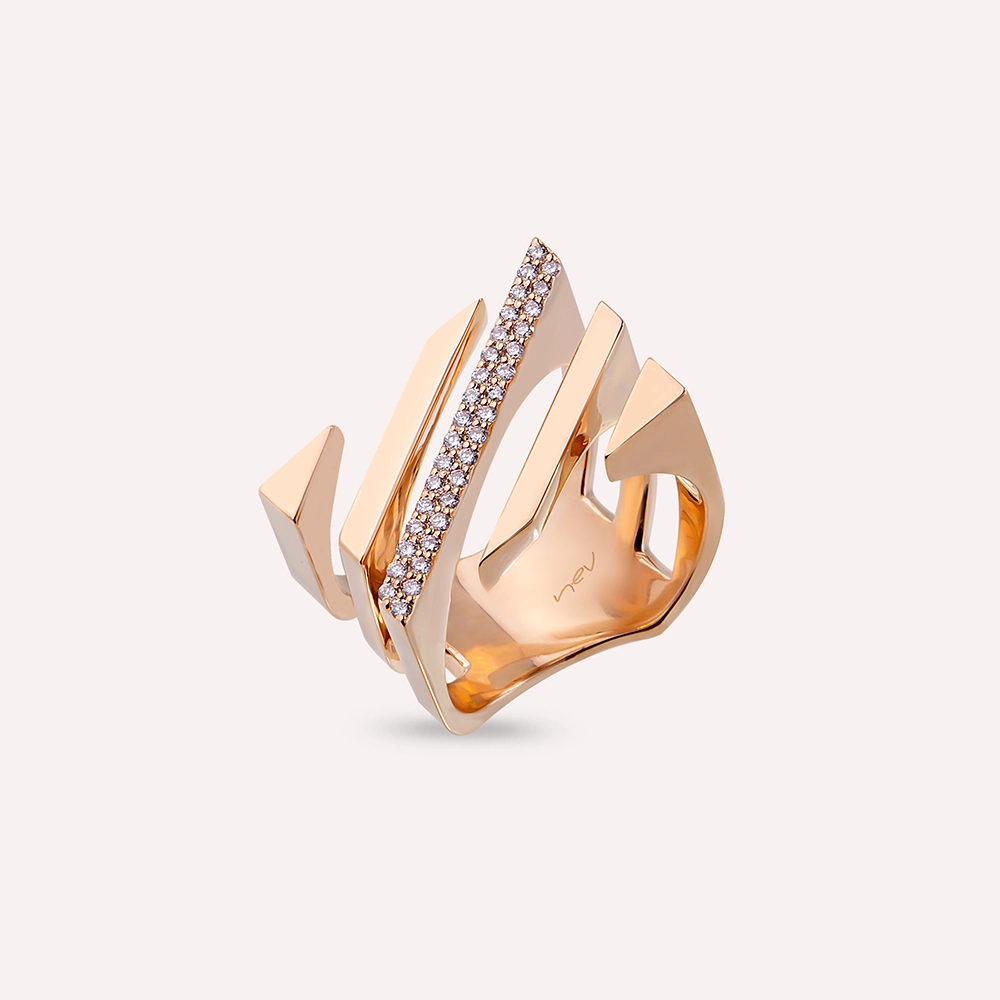 Keen Bold 0.22 CT Diamond Rose Gold Ring - 4