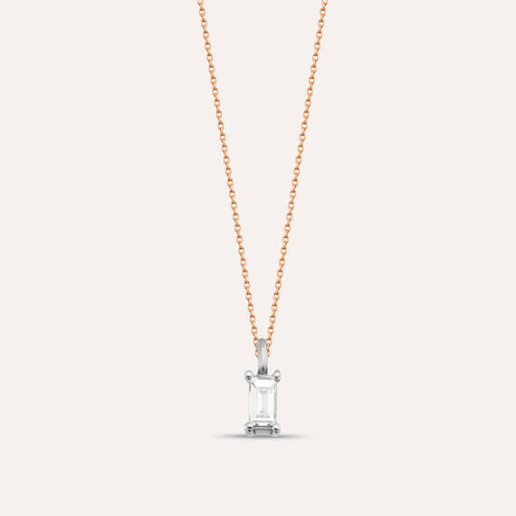 Kerr 0.03 CT Baguette Cut Diamond Rose Gold Pendant - 1