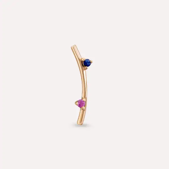 Koza Pink and Blue Sapphire Rose Gold Piercing - 4