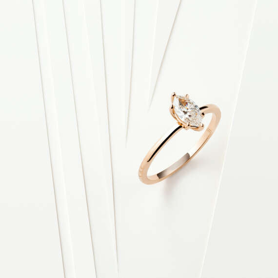 Kyra 0.50 CT Marquise Cut Diamond Rose Gold Ring - 1