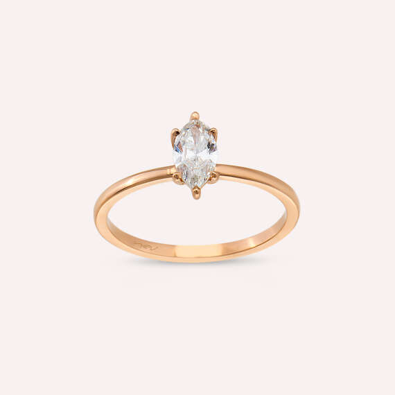 Kyra 0.50 CT Marquise Cut Diamond Rose Gold Ring - 2