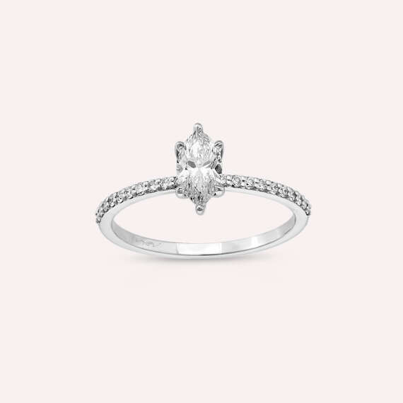 Kyra 0.65 CT Marquise Cut Diamond White Gold Ring - 3
