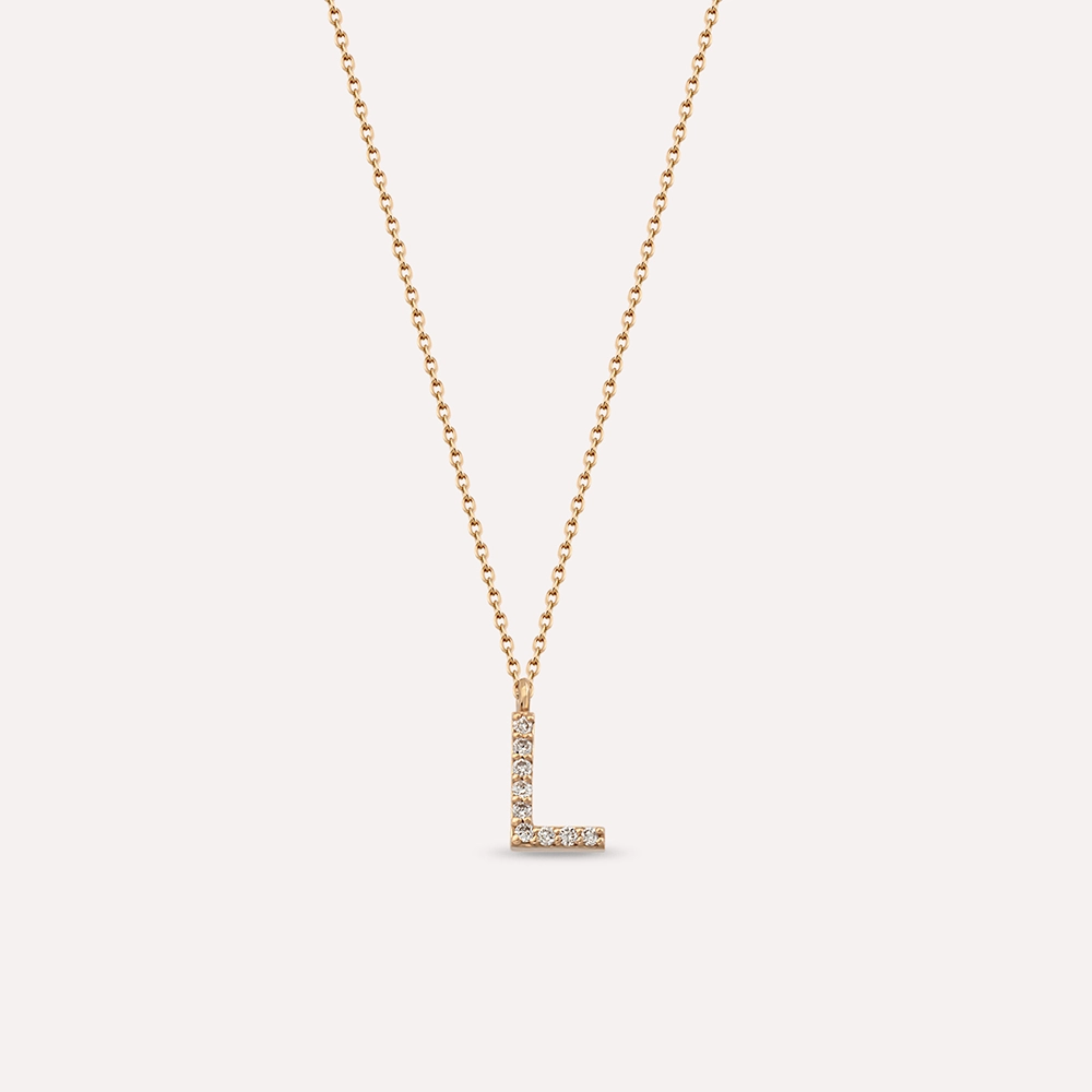 L Letter 0.07 CT Diamond Rose Gold Neckalce - 1