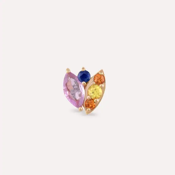 Laurel Multicolor Safir Taşlı Rose Altın Piercing - 3