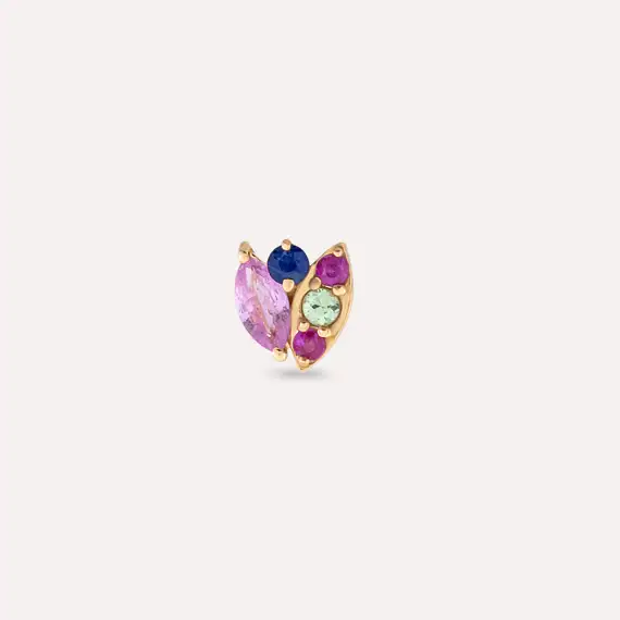 Laurel Multicolor Sapphire Rose Gold Single Earring - 3