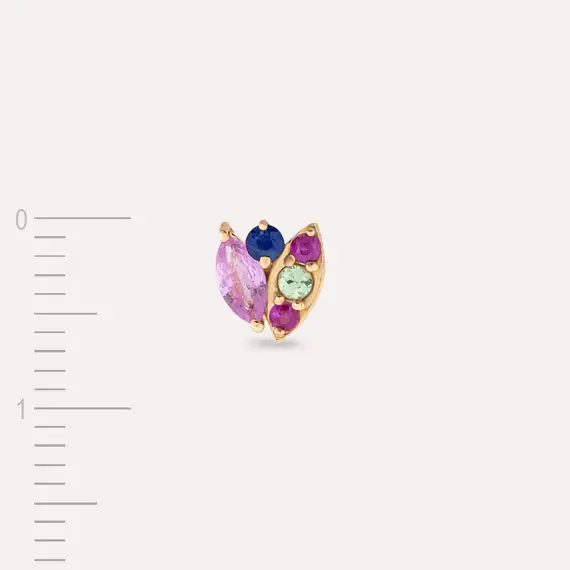 Laurel Multicolor Sapphire Rose Gold Single Earring - 4