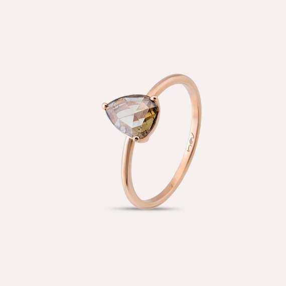 Lauren 0.60 CT Pear Cut Cognac Color Rose Cut Diamond Ring - 4