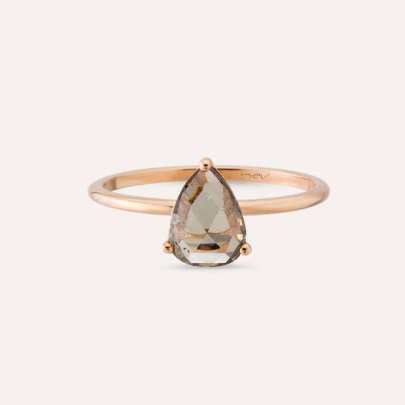 Lauren 0.60 CT Pear Cut Cognac Color Rose Cut Diamond Ring - 6
