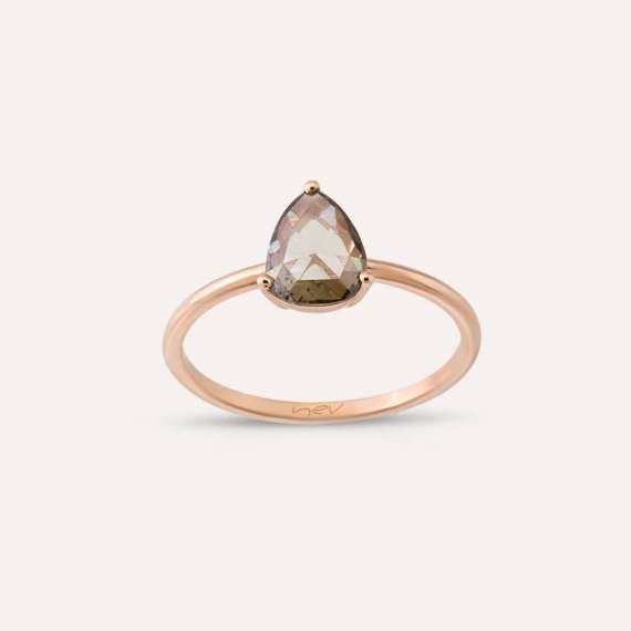 Lauren 0.60 CT Pear Cut Cognac Color Rose Cut Diamond Ring - 2