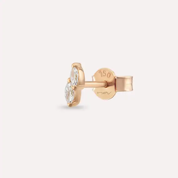 Leaf Marquise Cut Diamond Rose Gold Single Earring - 1