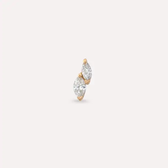Leaf Marquise Cut Diamond Rose Gold Single Earring - 3