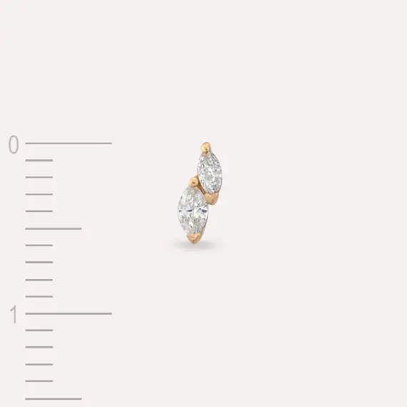 Leaf Marquise Cut Diamond Rose Gold Single Earring - 4