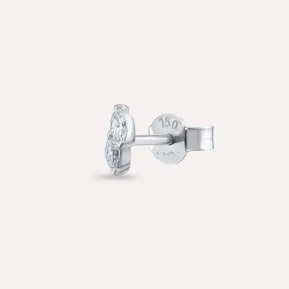 Leaf Marquise Cut Diamond White Gold Single Earring - 1