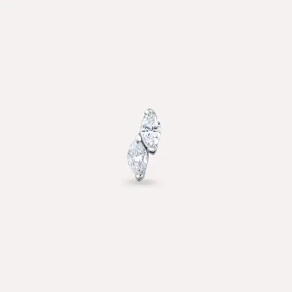 Leaf Marquise Cut Diamond White Gold Single Earring - 3