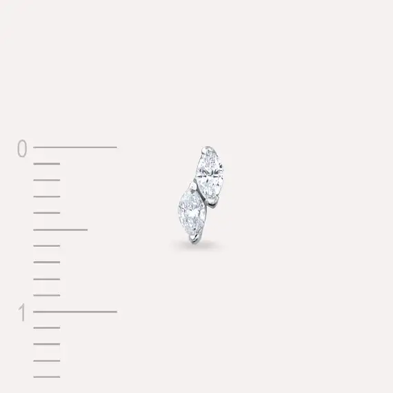 Leaf Marquise Cut Diamond White Gold Single Earring - 4