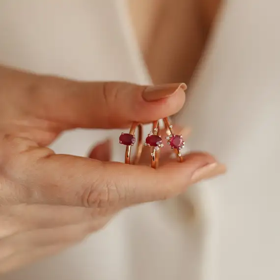 Leah 0.82 CT Ruby and Diamond Rose Gold Ring - 2