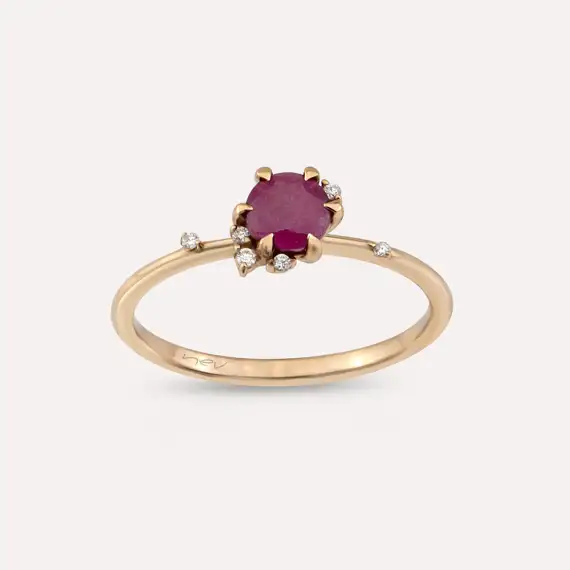 Leah 0.71 CT Ruby and Diamond Rose Gold Ring - 1