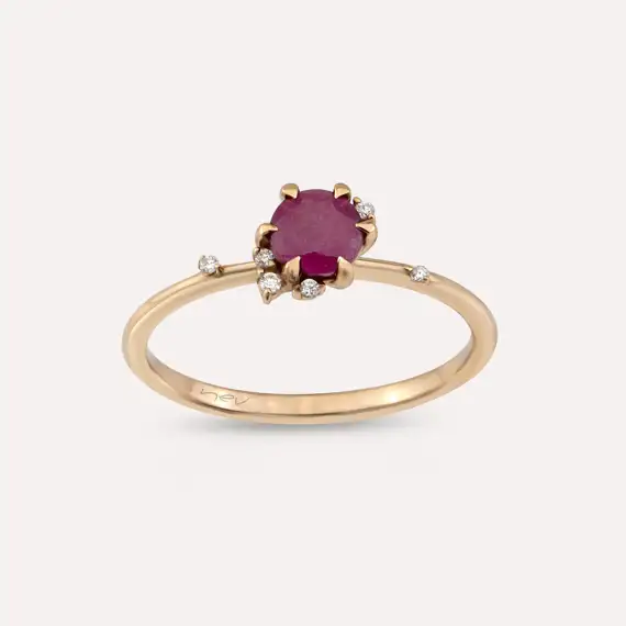 Leah 0.82 CT Ruby and Diamond Rose Gold Ring - 1