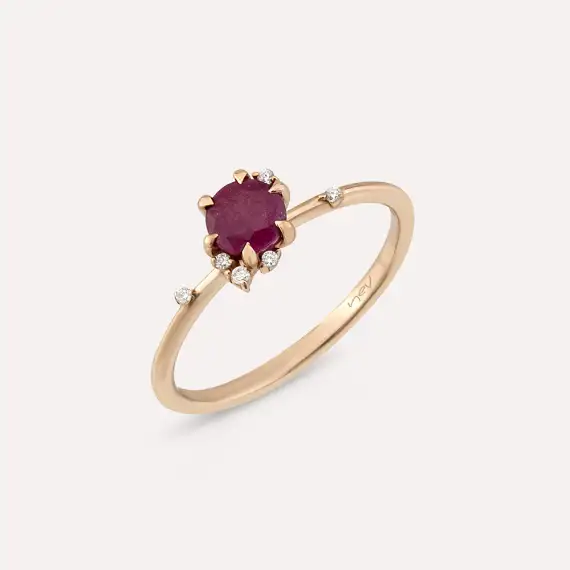Leah 0.71 CT Ruby and Diamond Rose Gold Ring - 4