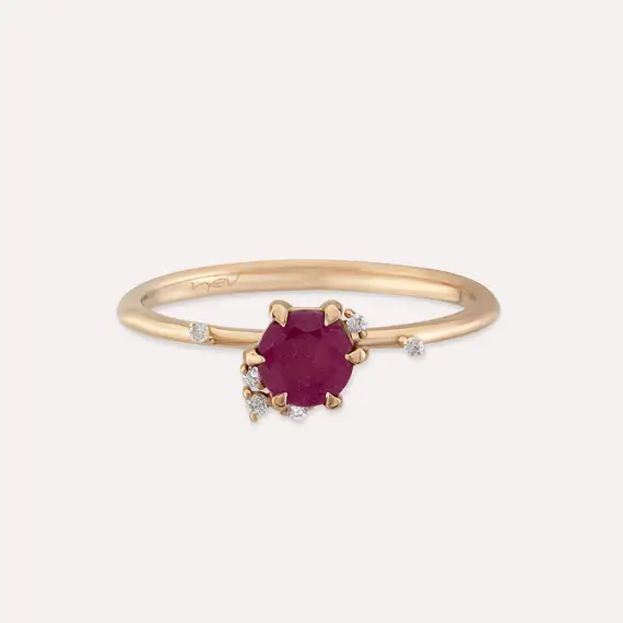 Leah 0.71 CT Ruby and Diamond Rose Gold Ring - 5