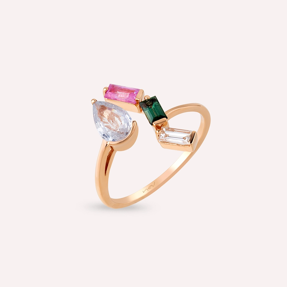 Legame 1.45 CT Multicolor Sapphire and Diamond Rose Gold Ring - 1