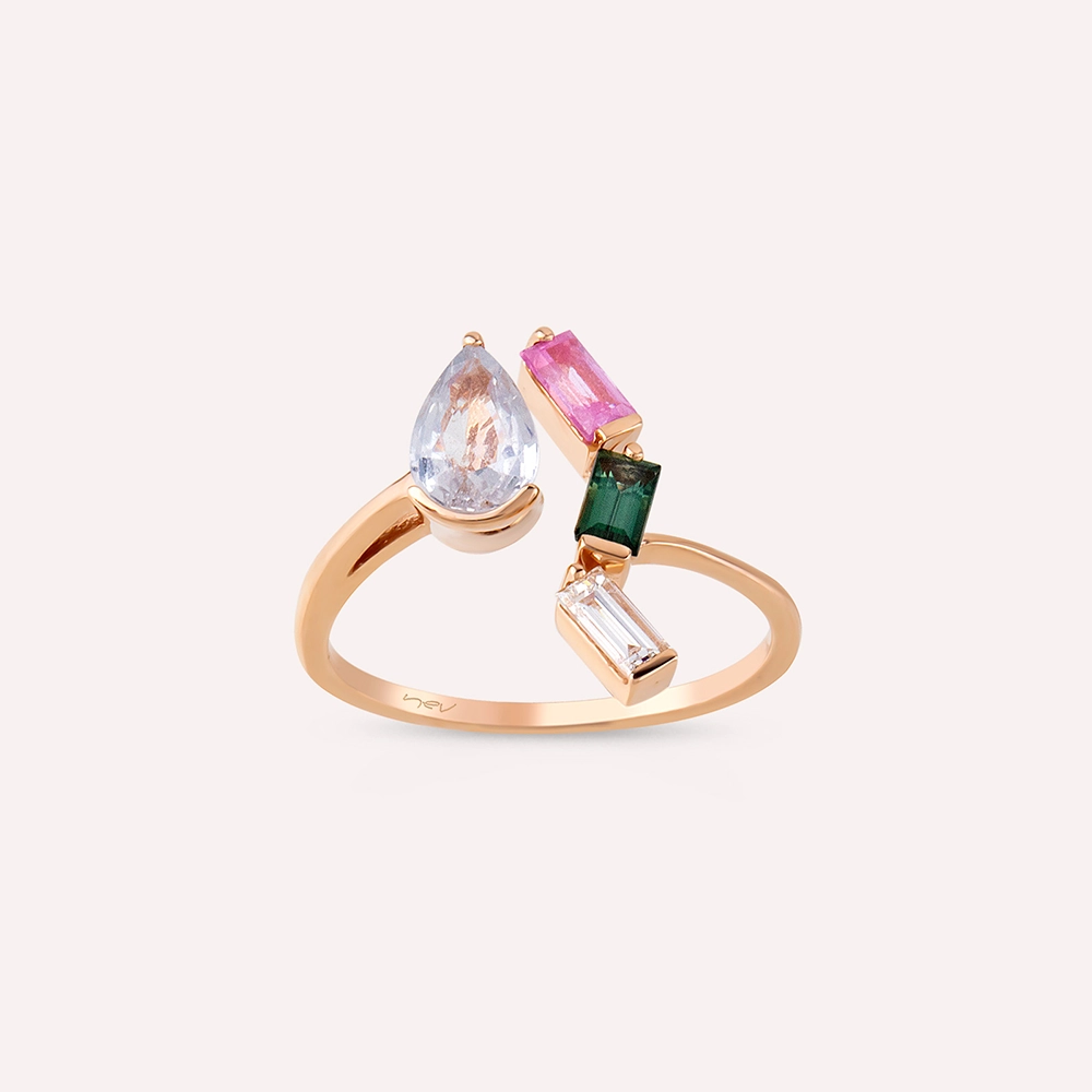 Legame 1.45 CT Multicolor Sapphire and Diamond Rose Gold Ring - 3