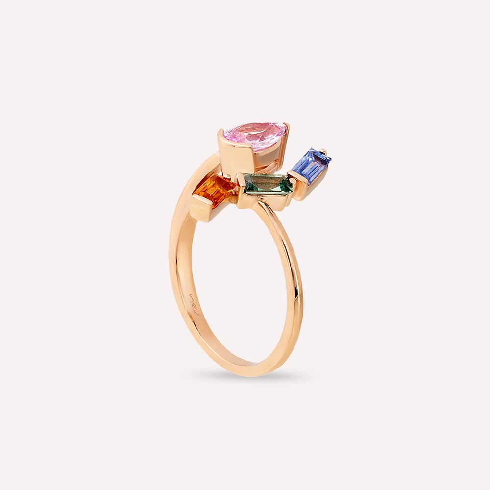Legame 1.60 CT Multicolor Sapphire and Diamond Rose Gold Ring - 5