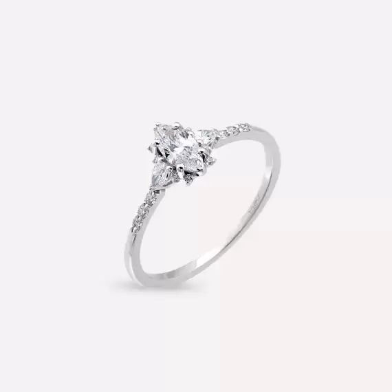 Leia 0.49 CT Marquise and Pear Cut Diamond White Gold Ring - 3
