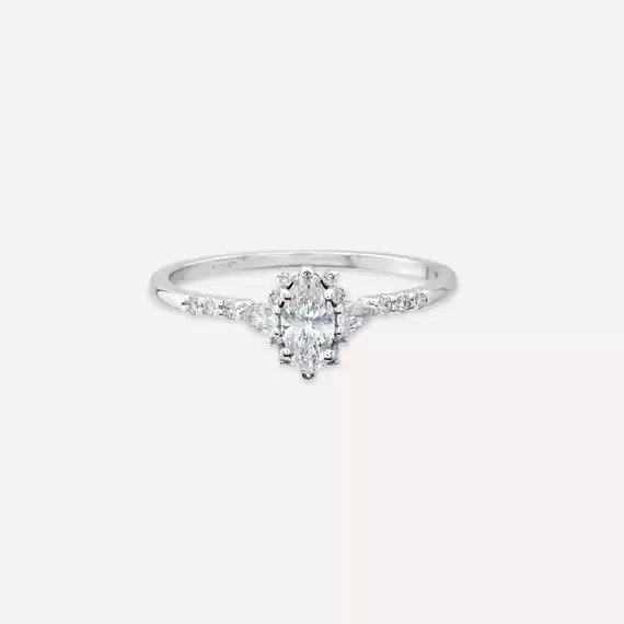 Leia 0.49 CT Marquise and Pear Cut Diamond White Gold Ring - 4