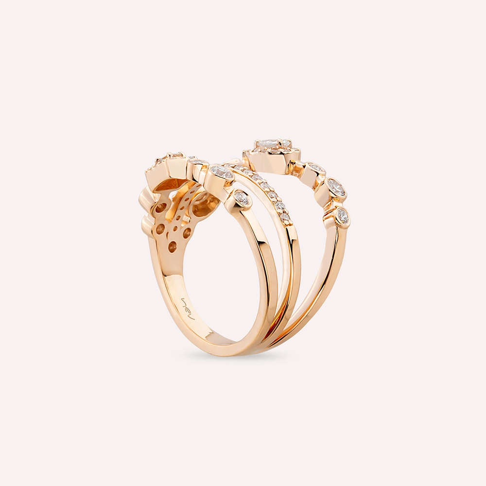 Lia 0.70 CT Pear and Baguette Cut Diamond Rose Gold Ring - 6