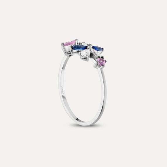 Lilia Multicolor Sapphire and Diamond White Gold Ring - 4
