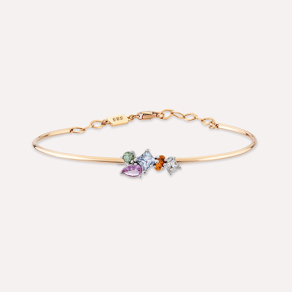 Lily 0.82 CT Multicolor Sapphire and Diamond Rose Gold Bracelet - 1