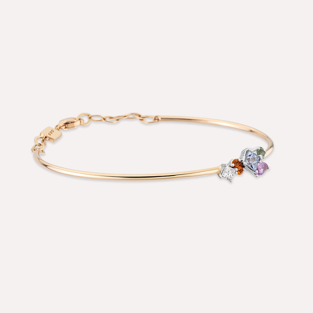 Lily 0.82 CT Multicolor Sapphire and Diamond Rose Gold Bracelet - 4