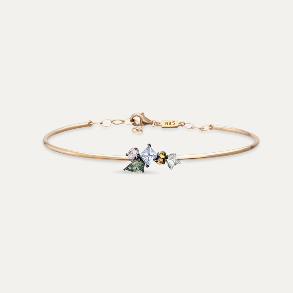 Lily 0.88 CT Multicolor Sapphire and Diamond Rose Gold Bracelet - 1