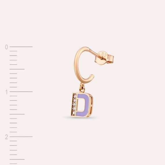 Lily Enamel and Diamond D Letter Single Dangling Earring - 3