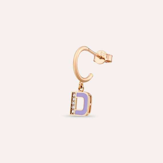 Lily Enamel and Diamond D Letter Single Dangling Earring - 1