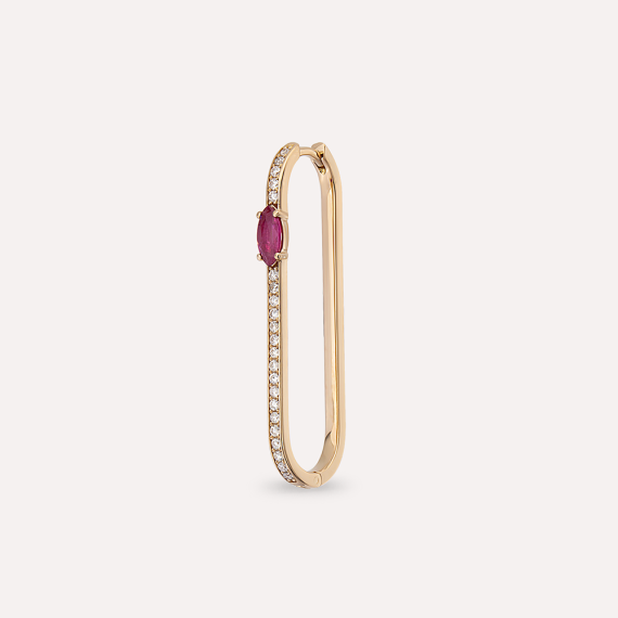 Lina Ruby and Diamond Rose Gold Single Earring - 1