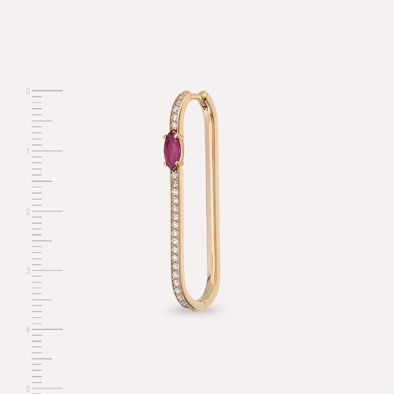 Lina Ruby and Diamond Rose Gold Single Earring - 3