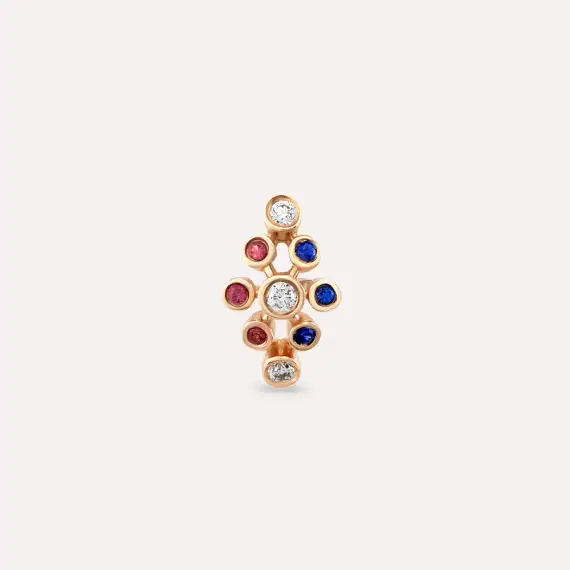 Lindi 0.14 CT Multicolor Sapphire and Diamond Rose Gold Single Earring - 2