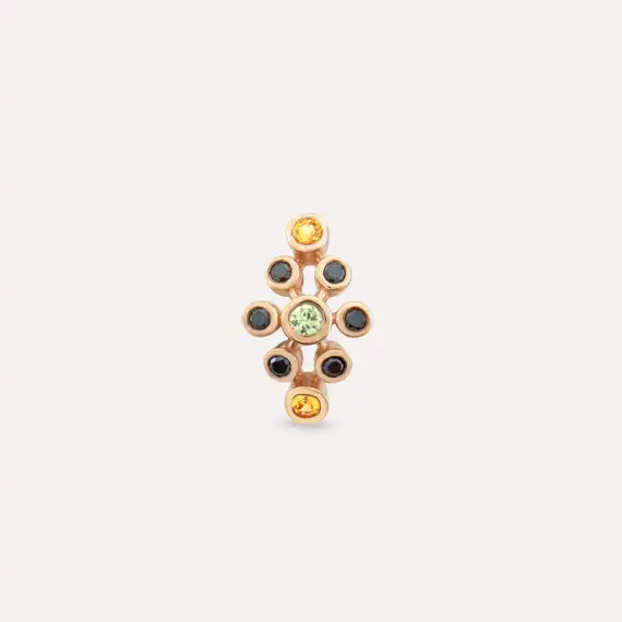 Lindi Black Diamond and Multicolor Sapphire Rose Gold Earring - 2
