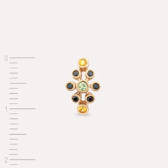 Lindi Black Diamond and Multicolor Sapphire Rose Gold Earring - 3
