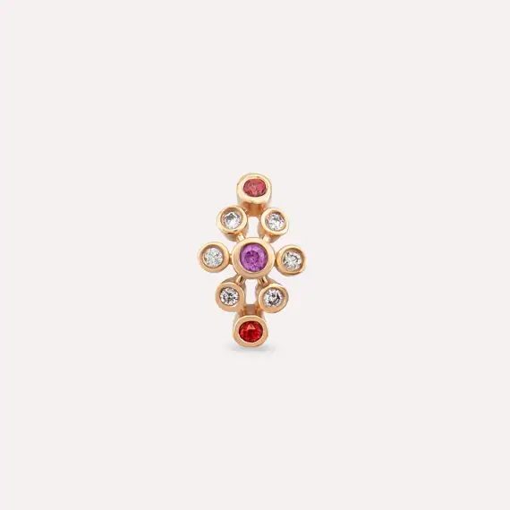 Lindi Diamond and Multicolor Sapphire Rose Gold Earring - 3