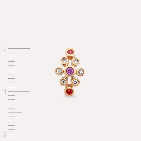 Lindi Diamond and Multicolor Sapphire Rose Gold Earring - 4