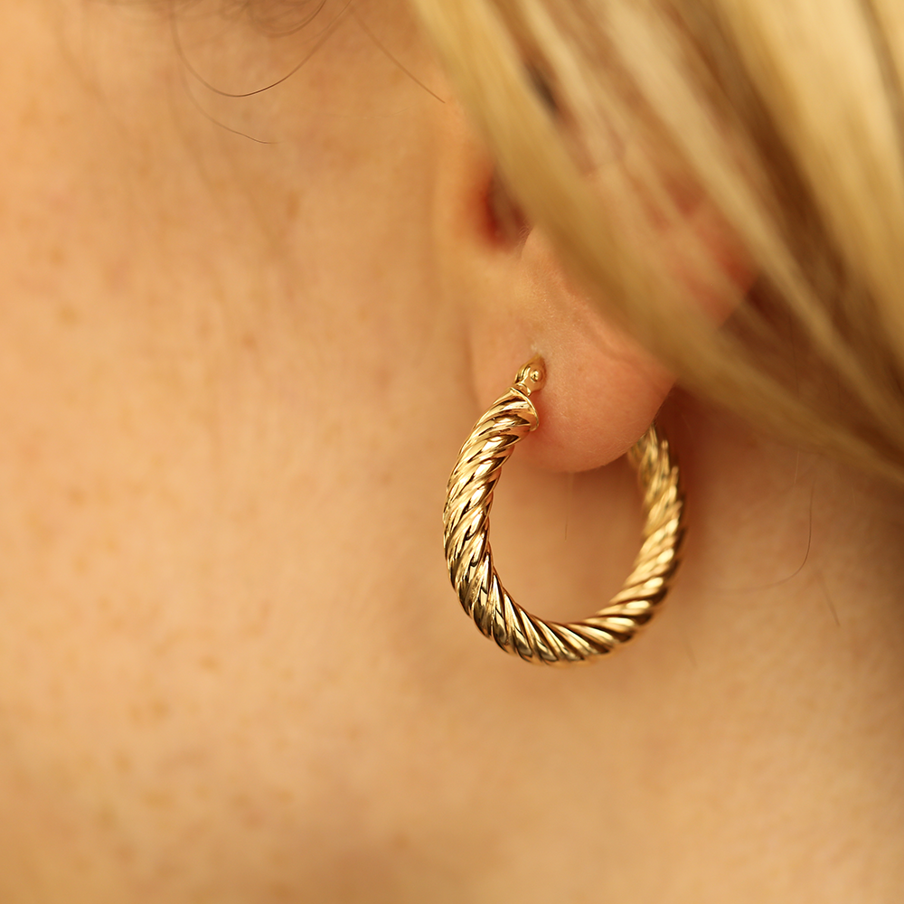 Linear Bold Mini Yellow Gold Hoop Earring - 1